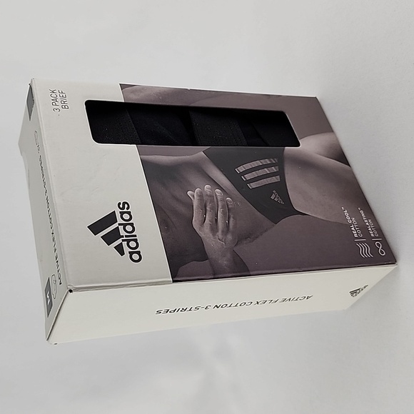 Adidas Men's 3 Pack  Brief Active Flex Cotton 3 Stripes Black Size Medium - Picture 4 of 10